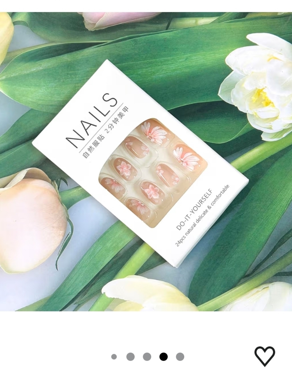 Pink Floral Short Oval Press-On Nails - Picture 6 of 7
